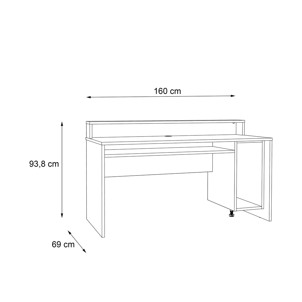 Tezaur Gaming Desk with LED in Matt Black/Orange