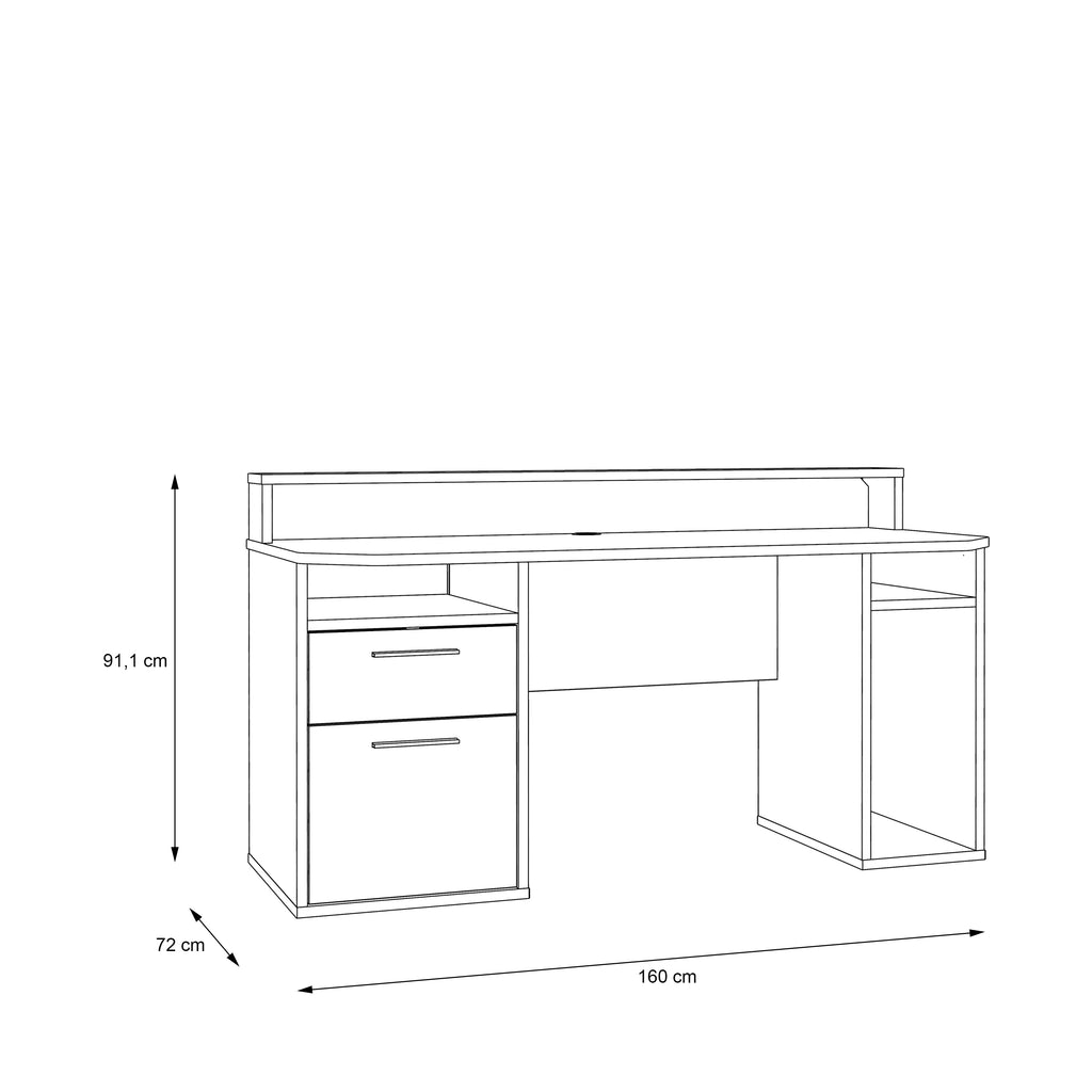 Tezaur Gaming Desk with Blue LED in White