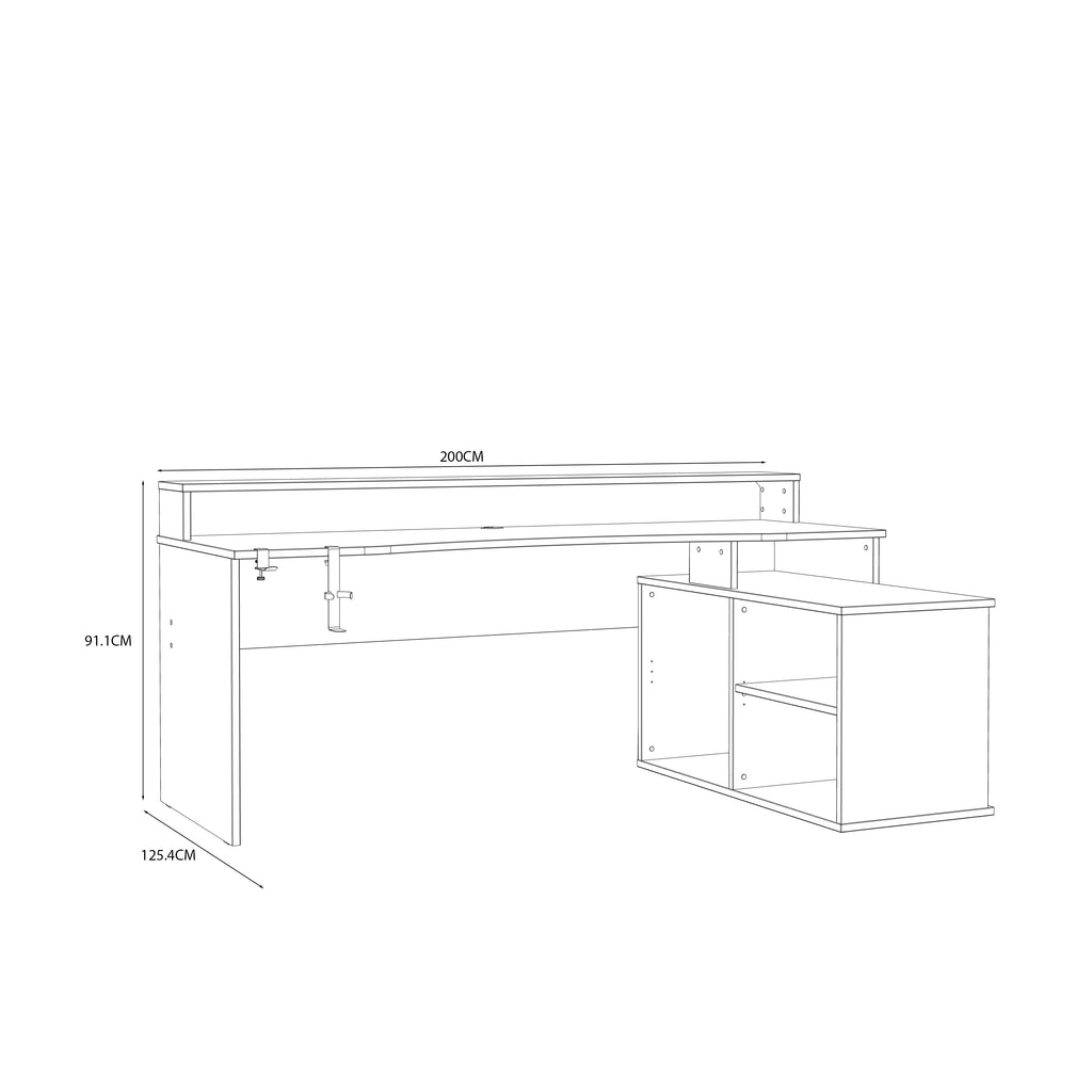 Tezaur Gaming Desk with LED in Black/White