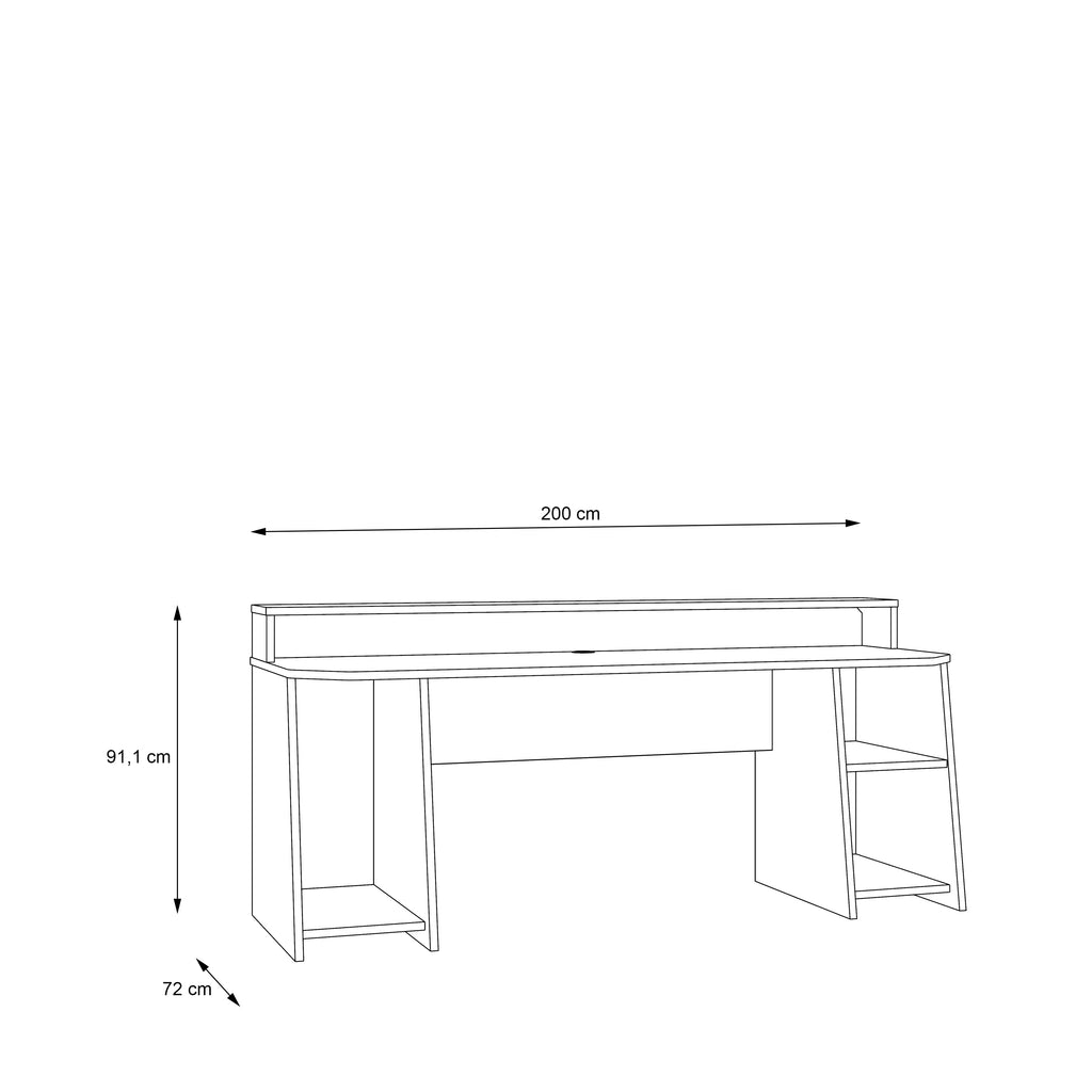 Tezaur Gaming Desk with Blue LED in Matt Black