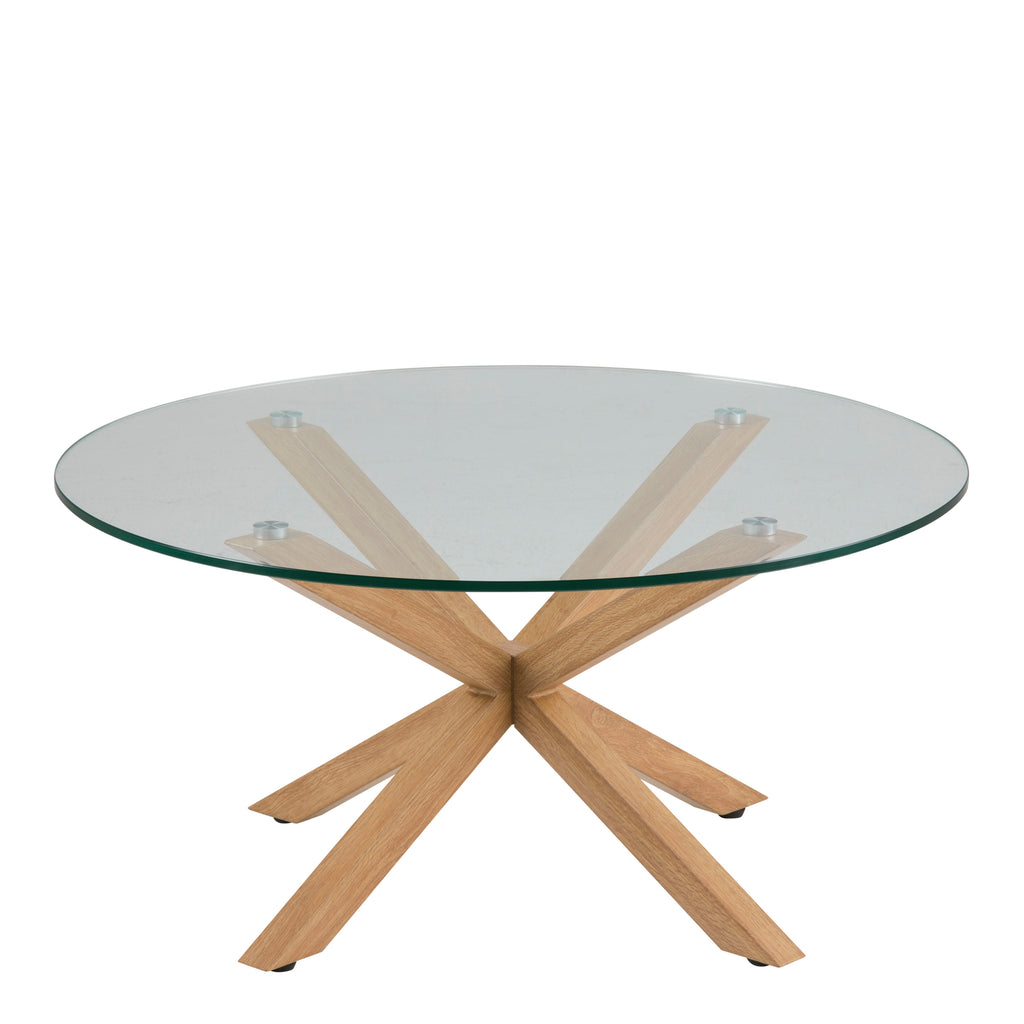 Heaven Round Coffee Table with Smoked Glass Top and Oak Legs