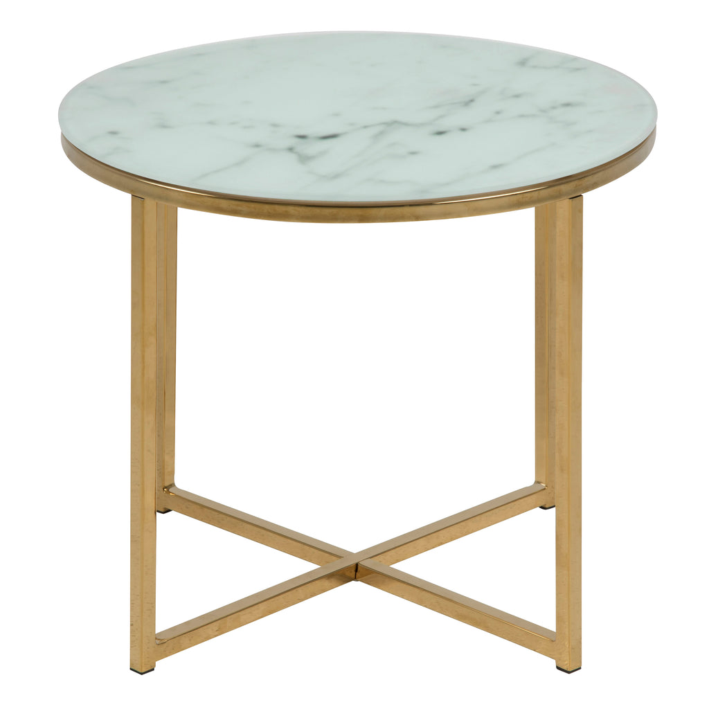 Alisma Round Side Table with White Marble Effect Top