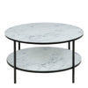 Alisma Round Coffee Table with Marble Effect Top & Black Legs