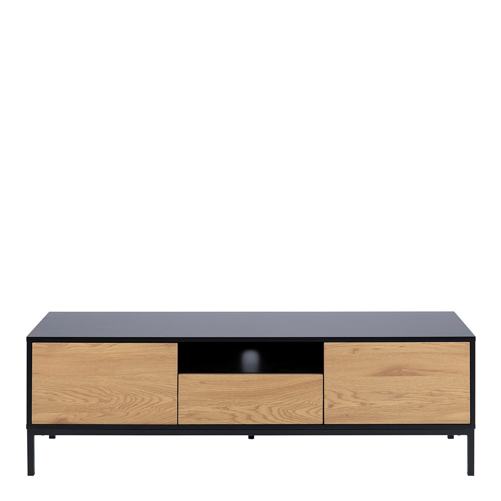 Seaford TV Unit 2 Doors 1 Drawer in Black & Oak