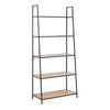 Seaford Black Metal Ladder Bookcase with 5 Oak Shelves