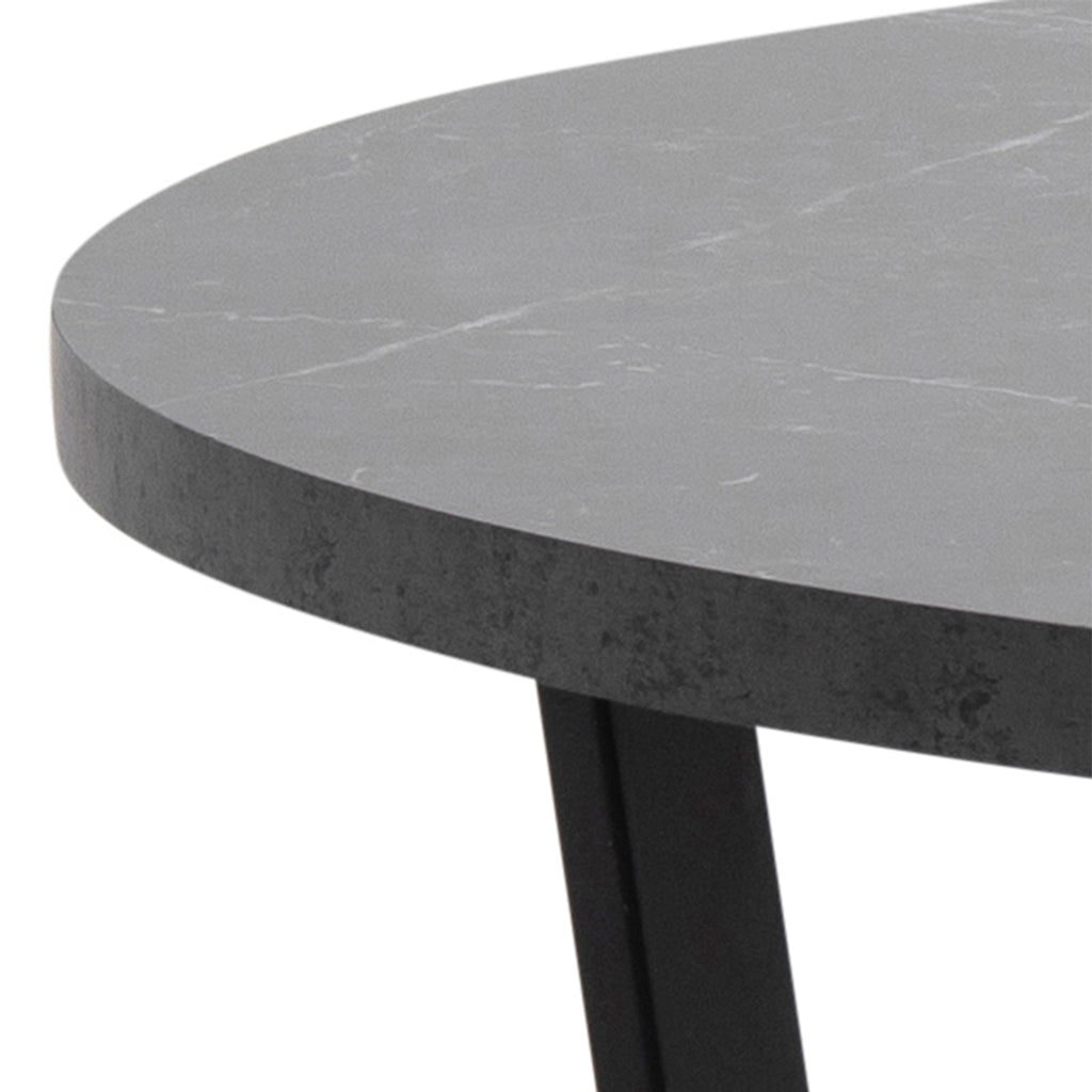 Amble Round Dining Table with Black Marble Effect Top