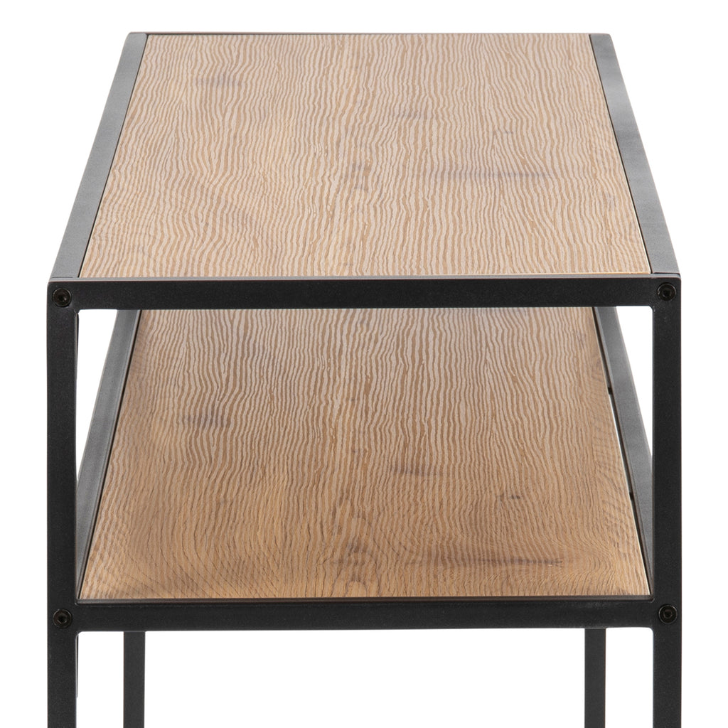 Seaford Black Metal Console Table With Oak Top