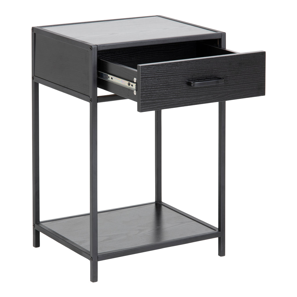 Seaford Bedside Table with 1 Drawer in Black