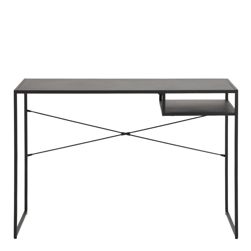 Newcastle Office Desk with Open Shelf in Matt Black