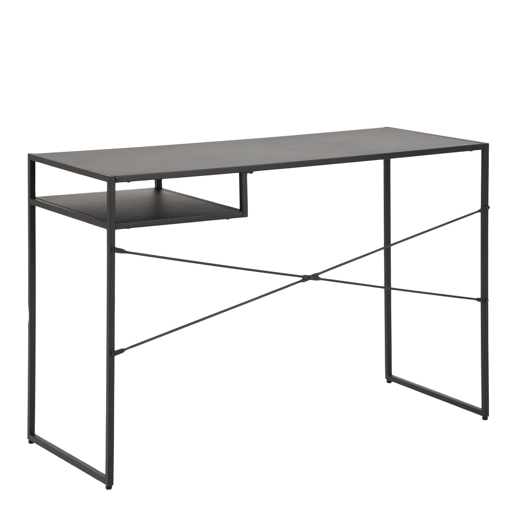 Newcastle Office Desk with Open Shelf in Matt Black