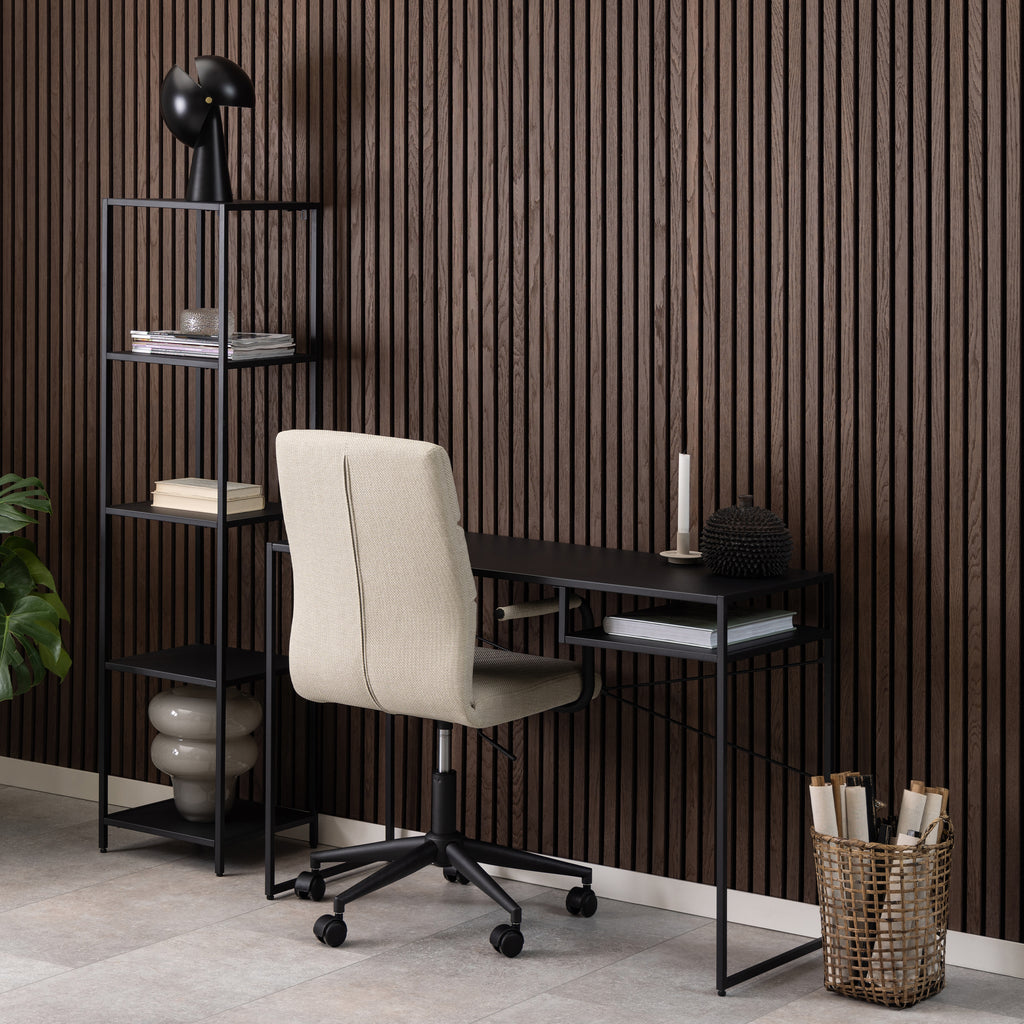 Newcastle Office Desk with Open Shelf in Matt Black