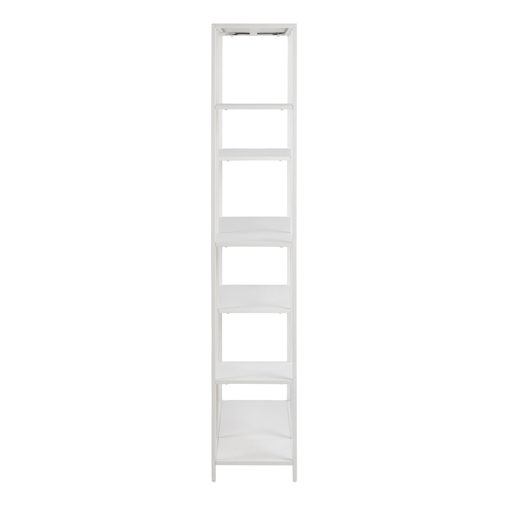 Newcastle Asymmetrical Bookcase with 6 Shelves in White