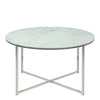 Alisma Round Coffee Table with White Marble Top & Silver Legs