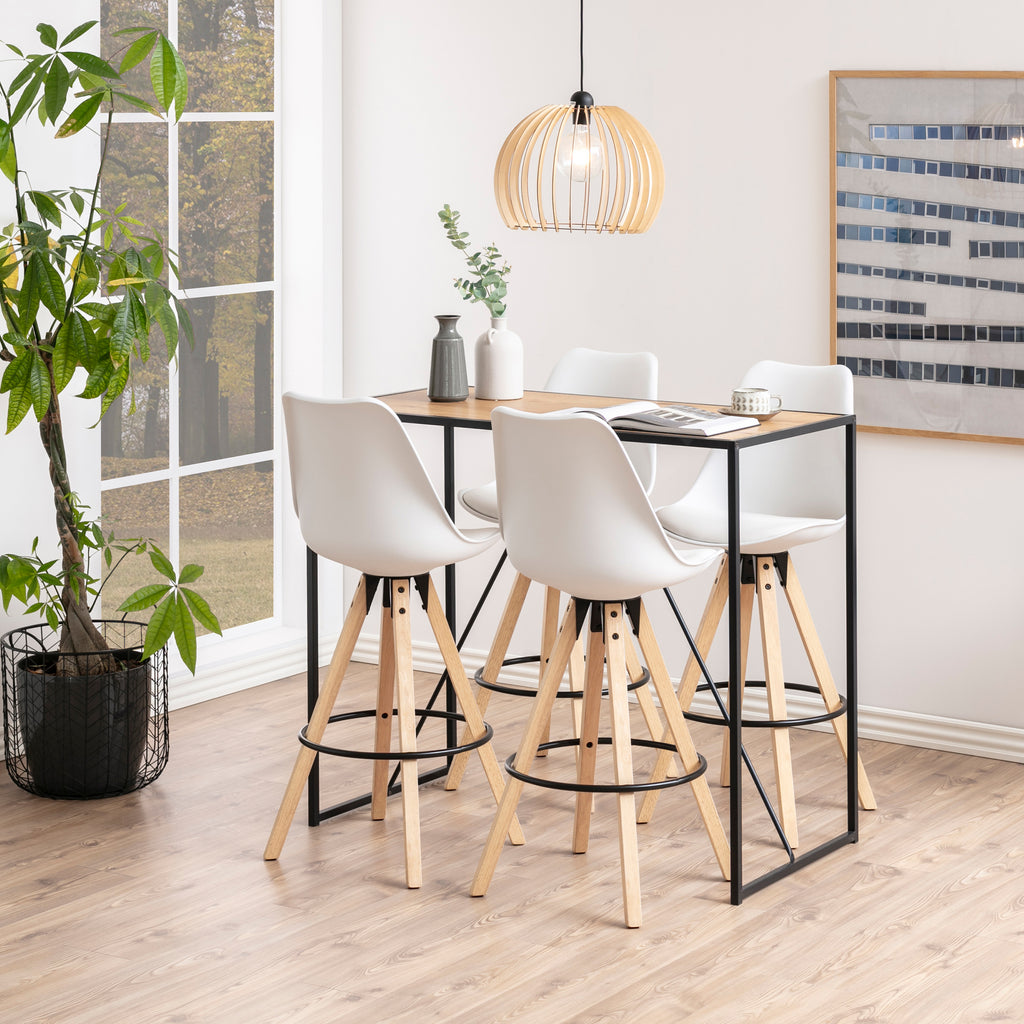 Seaford Black Metal Bar Table with Oak Top