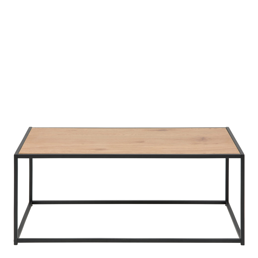 Seaford Black Metal Coffee Table with Oak Top