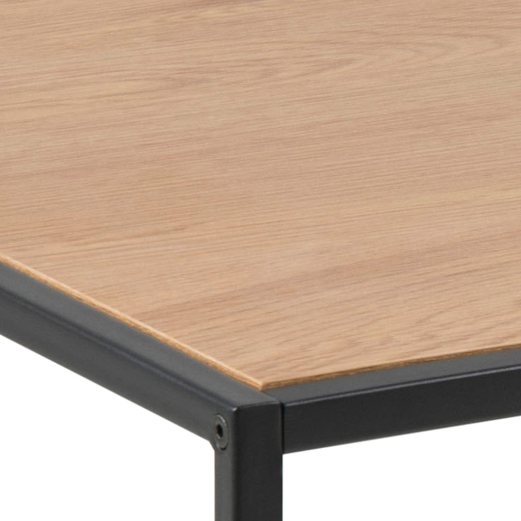 Seaford Black Metal Coffee Table with Oak Top