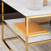 Alisma Open Shelf Coffee Table with White Marble Effect & Gold Legs