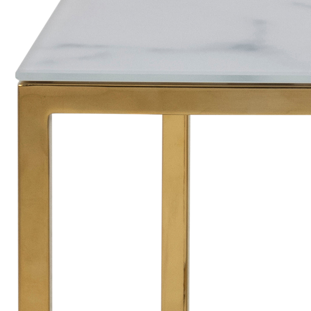 Alisma Open Shelf Coffee Table with White Marble Effect & Gold Legs