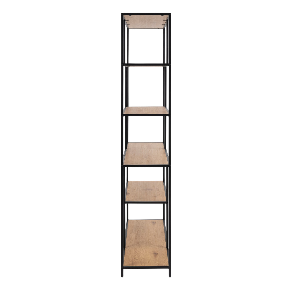 Seaford  Bookcase with 1 Drawer and 5 Shelves in Black and Oak