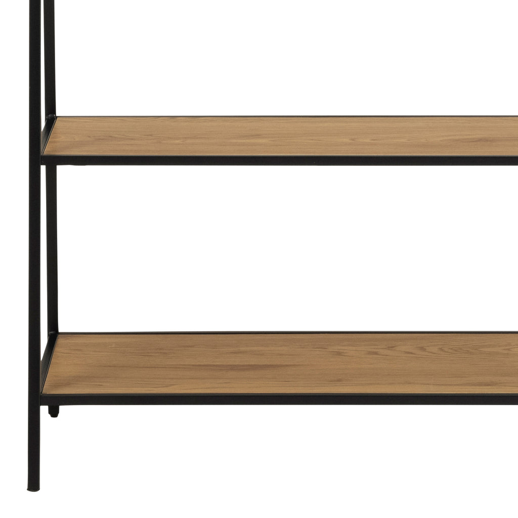 Seaford Black Metal Clothes Rack with 2 Oak Shelves