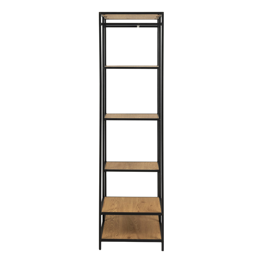 Seaford Black Metal Clothes Rack with 5 Oak Shelves