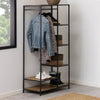 Seaford Black Metal Clothes Rack with 5 Oak Shelves