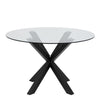 Heaven Round Dining Table with Clear Glass Top and Black Legs