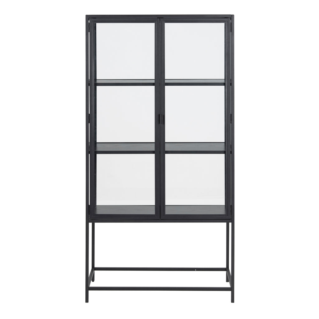 Seaford 2 Glass Door Display Cabinet in Black