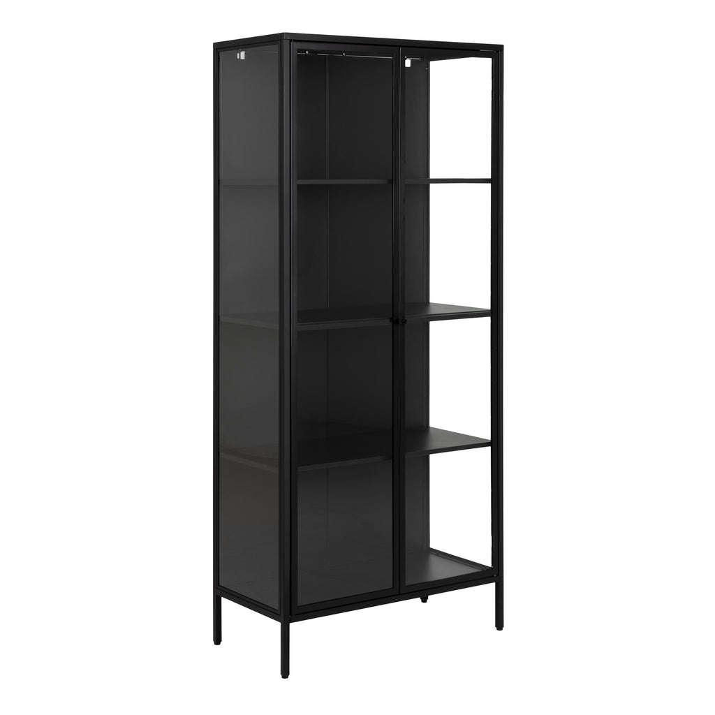 Newcastle Tall 2 Door Display Cabinet in Matt Black