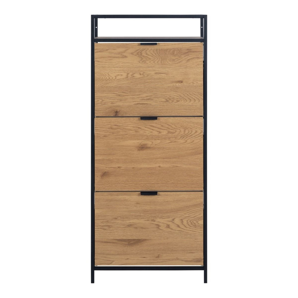 Seaford Shoe Cabinet in Black and Oak