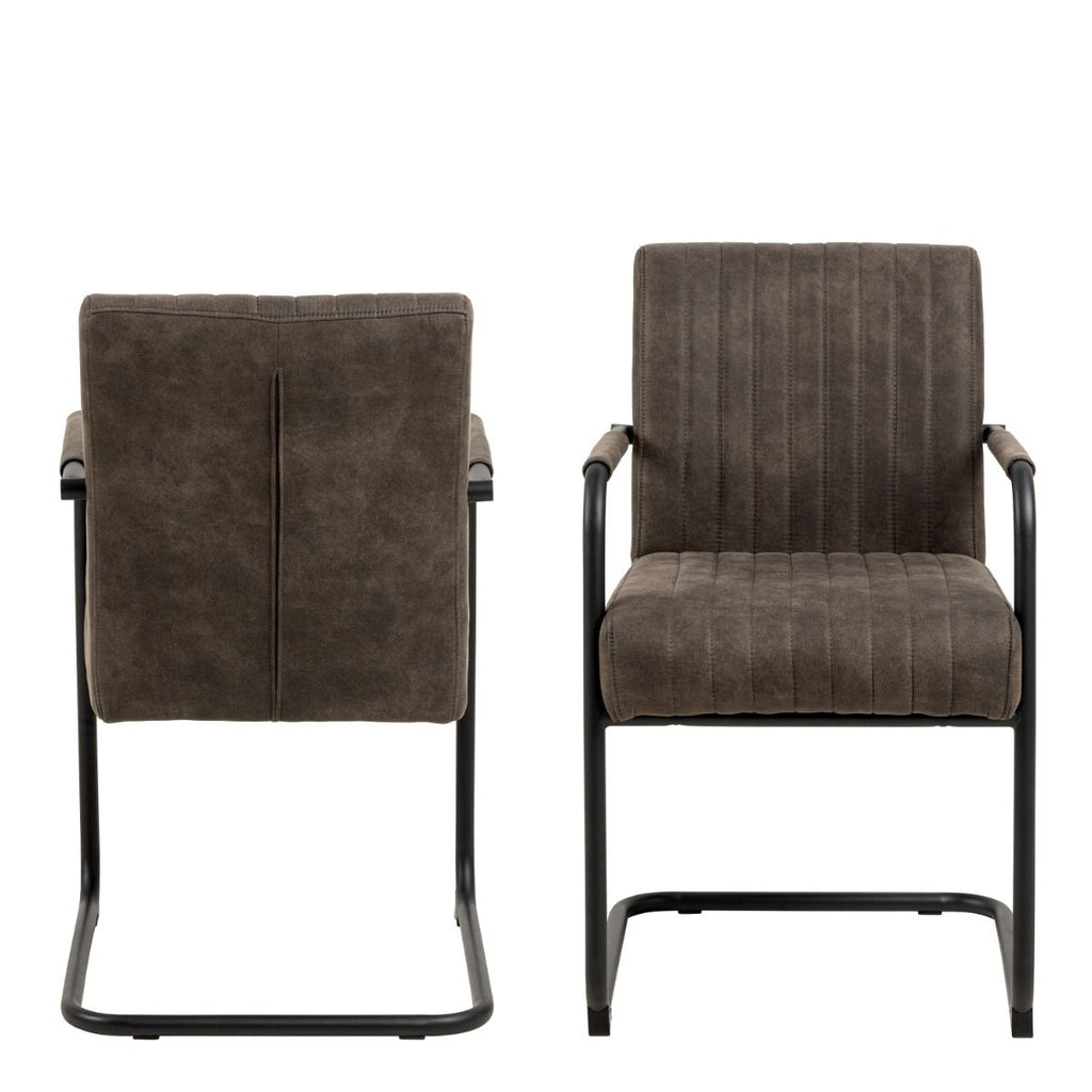 Adele Dining Chair in Grey Fabric Set of 2